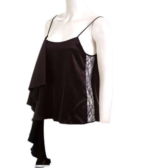 ALICE + Olivia Lelah Asymmetric Draped Satin Crepe Lace insert Camisole NEW - Picture 7 of 10